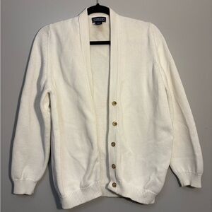 Lands' End White Cardigan Sweater